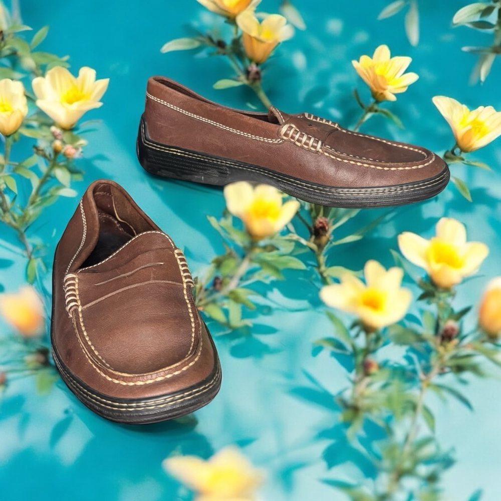 Tod’s Brown Leather Penny Loafers Women 5.5 Rubber Outsoles- Slip On-Comfortable
